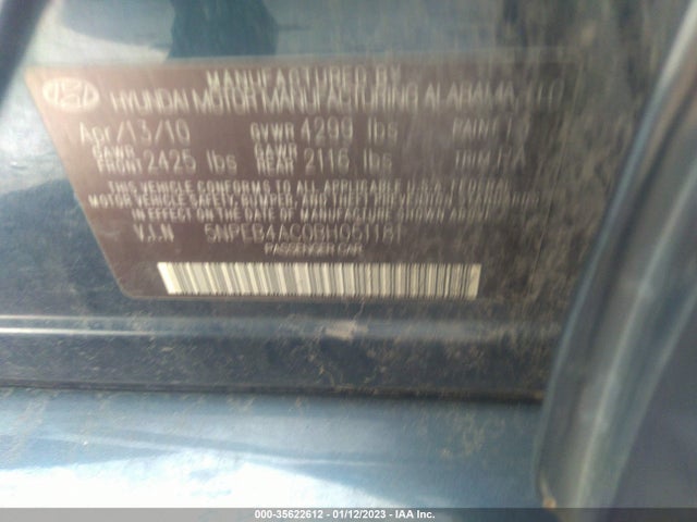 2011 HYUNDAI SONATA GLS VIN: 5NPEB4AC0BH051181