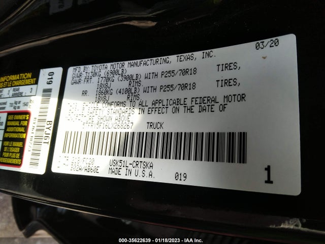 2020 Toyota Tundra, VIN: 5TFRY5F16LX268267