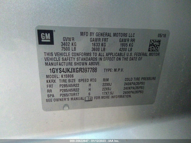 2016 Cadillac Escalade, VIN: 1GYS4JKJXGR397788