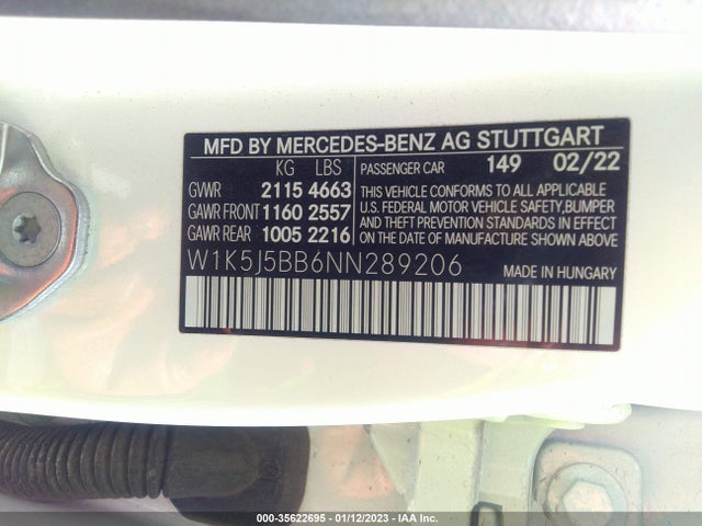 2022 Mercedes-Benz CLA-Class, VIN: W1K5J5BB6NN289206