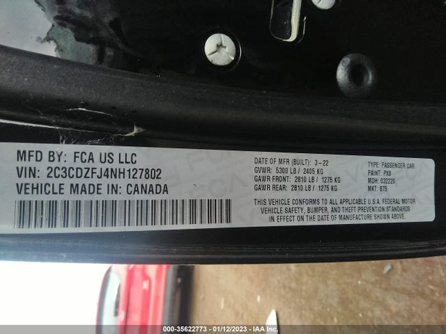 2022 Dodge Challenger, VIN: 2C3CDZFJ4NH127802