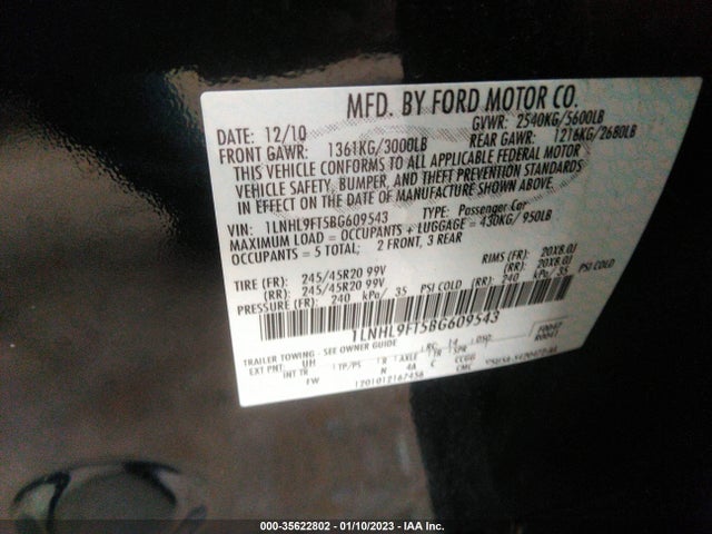 Lincoln Mks W/ecoboost 2011 1LNHL9FT5BG609543 Image 10