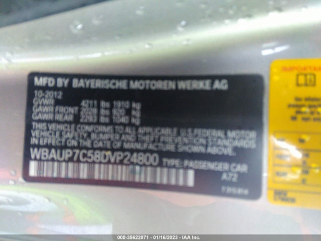 2013 BMW 1 SERIES 128I VIN: WBAUP7C58DVP24800