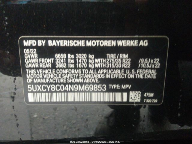 5UXCY8C04N9M69853 BMW X6 M50i