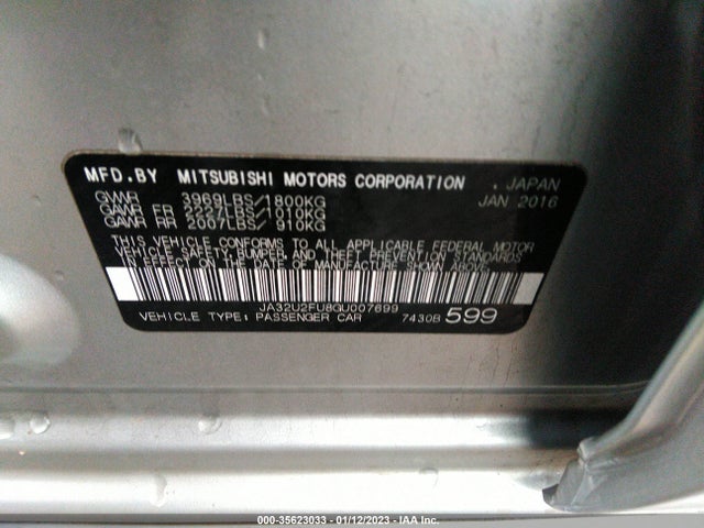 2016 Mitsubishi Lancer, VIN: JA32U2FU8GU007699