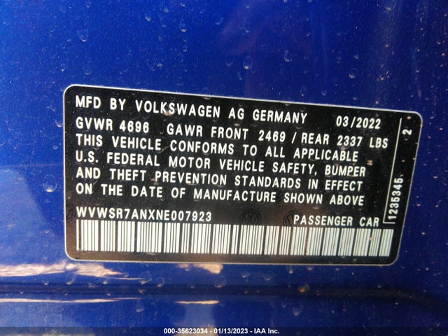 2022 Volkswagen Arteon, VIN: WVWSR7ANXNE007923
