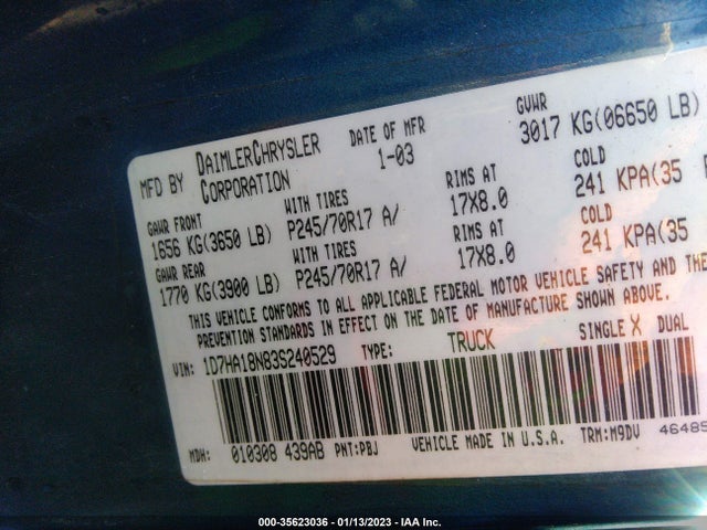 Dodge Ram 1500 St/slt 2003 1D7HA18N83S240529 Image 10