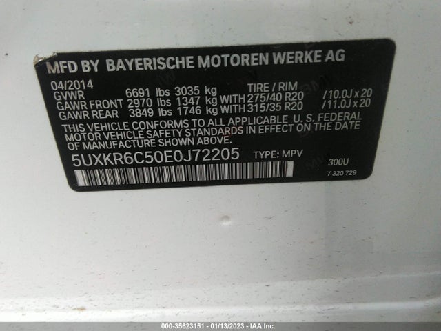 BMW X5 Xdrive50i 2014 5UXKR6C50E0J72205 Image 10