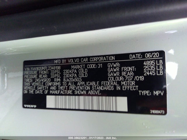 2020 Volvo XC40, VIN: YV4162UM7L2348198