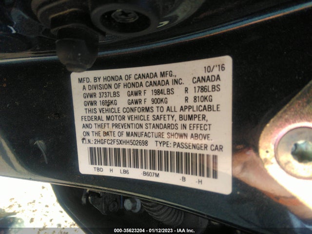 Honda Civic Sedan Lx 2017 2HGFC2F5XHH502698 Image 10