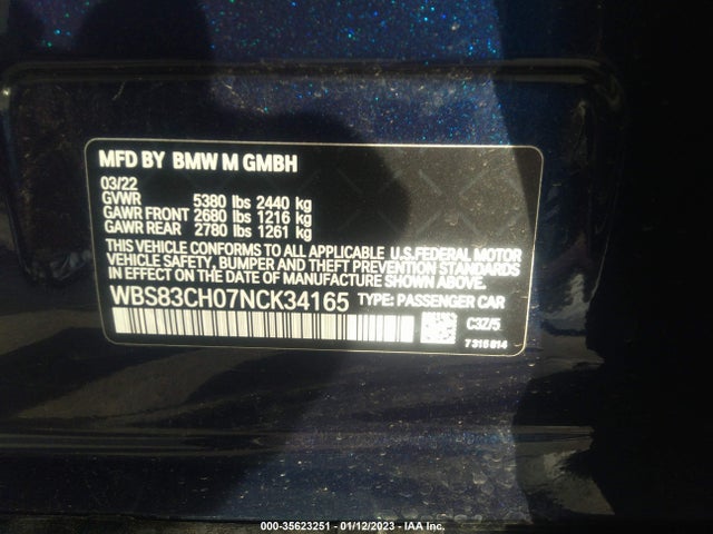 2022 BMW M5, VIN: WBS83CH07NCK34165