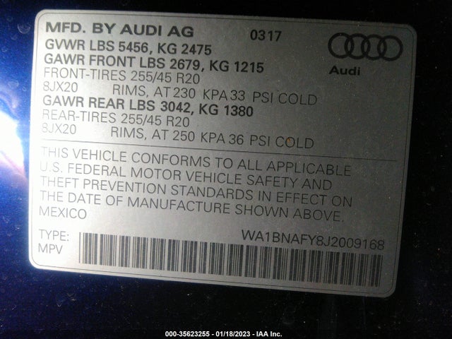 WA1BNAFY8J2009168 Audi Q5 Premium Plus
