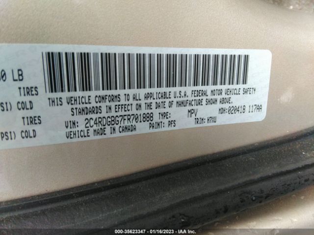 2C4RDGBG7FR701888 Dodge Grand Caravan American Value Pkg