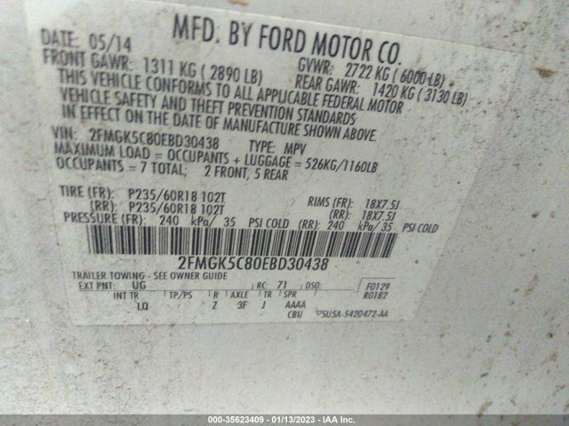 Ford 2014 2014 2FMGK5C80EBD30438 Image 22