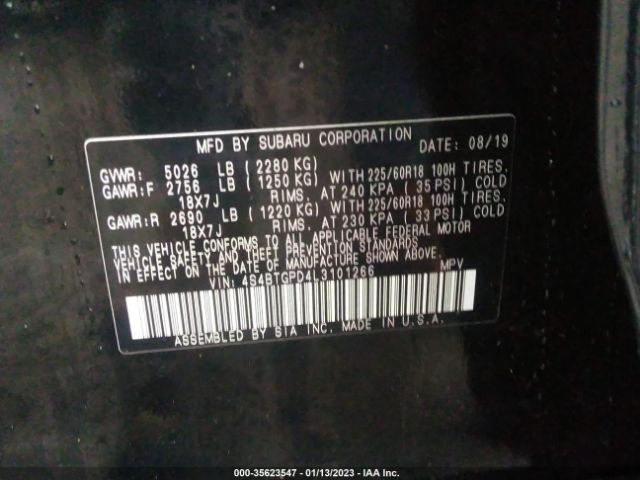 4S4BTGPD4L3101266 Subaru Outback Touring Xt