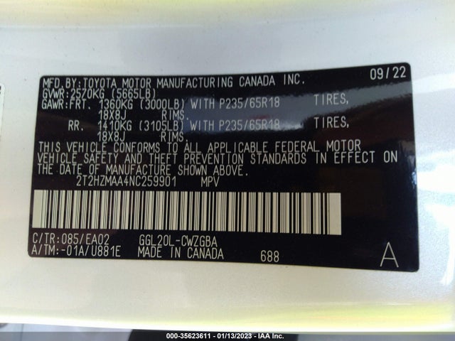 2T2HZMAA4NC259901 Lexus Rx Rx 350