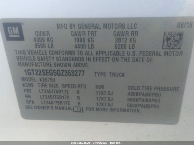 2016 GMC Sierra 2500HD, VIN: 1GT22SEG5GZ353277