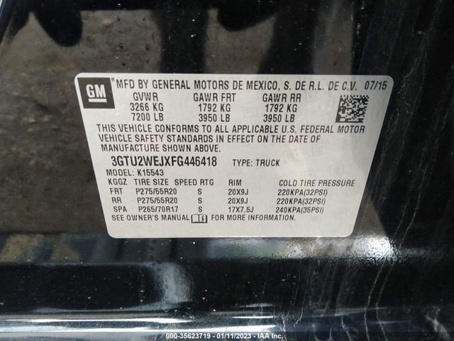 GMC Sierra 1500 Denali 2015 3GTU2WEJXFG446418 Image 9