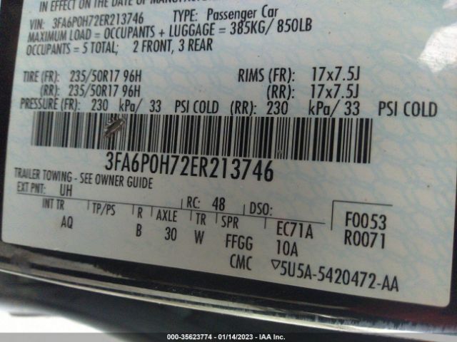 3FA6P0H72ER213746 Ford FUSION SE