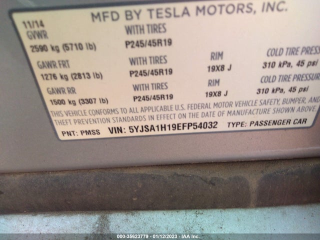 Tesla Model S 60 Kwh Battery/p85 2014 5YJSA1H19EFP54032 Image 10