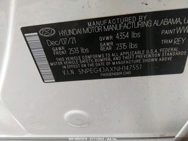 Hyundai SONATA SE 2022 5NPEG4JAXNH147551 Image 10