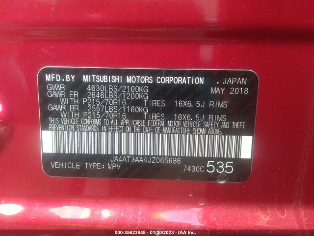 JA4AT3AA4JZ065686 Mitsubishi Eclipse Cross Es