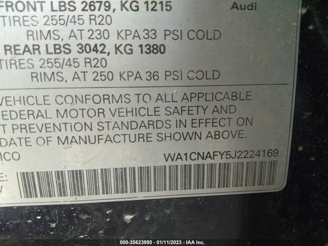 WA1CNAFY5J2224169 Audi Q5 Prestige/tech Prestige