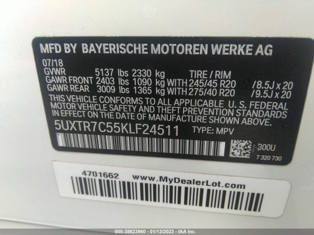 BMW X3 Sdrive30i 2019 аукцион фото