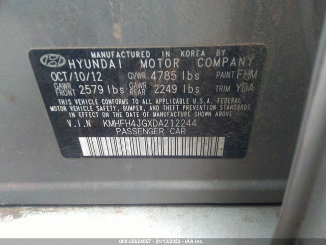 Hyundai Azera 2013 KMHFH4JGXDA212244 Image 10