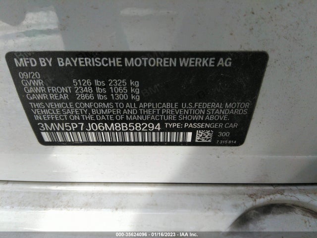 BMW 3 Series 330e 2021 аукцион фото