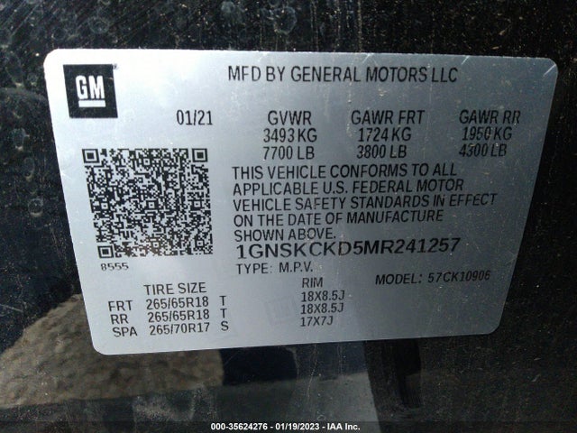 Chevrolet Suburban Lt 2021 1GNSKCKD5MR241257 Image 9