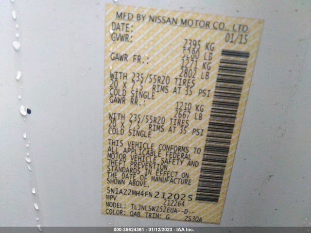 Nissan Murano 2015 5N1AZ2MH4FN212025 Image 10