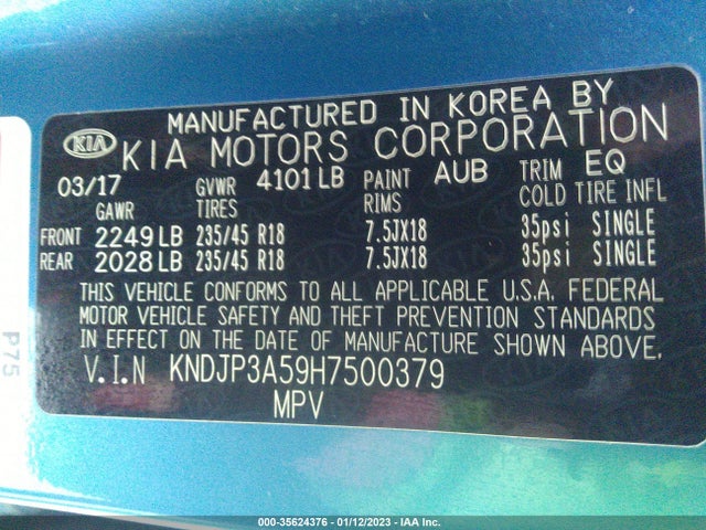 2017 Kia Soul, VIN: KNDJP3A59H7500379