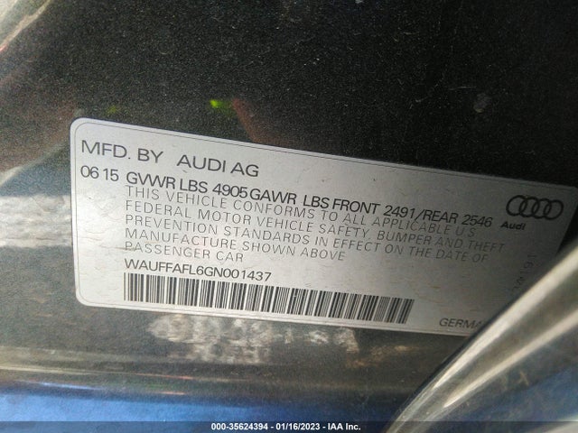 2016 Audi A4, VIN: WAUFFAFL6GN001437