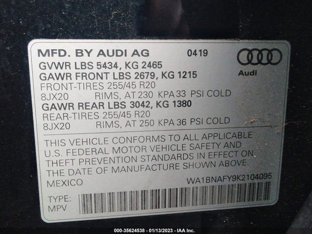 WA1BNAFY9K2104095 Audi Q5 Premium Plus