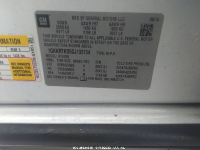 1GKKRTKD5GJ133734 GMC Acadia