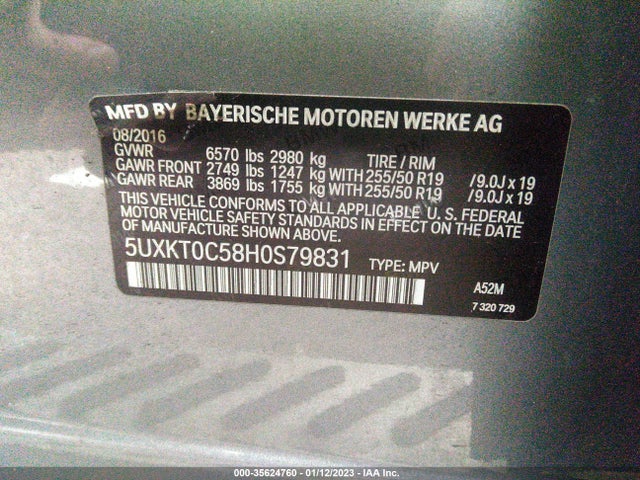 2017 BMW X5, VIN: 5UXKT0C58H0S79831