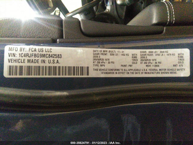 1C4RJFBG9MC842583 Jeep Grand Cherokee 80th Anniversary
