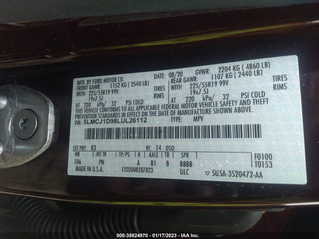 5LMCJ1D98LUL26112 Lincoln Corsair Standard