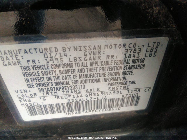 2014 NISSAN SENTRA S VIN: 3N1AB7AP8EY203110