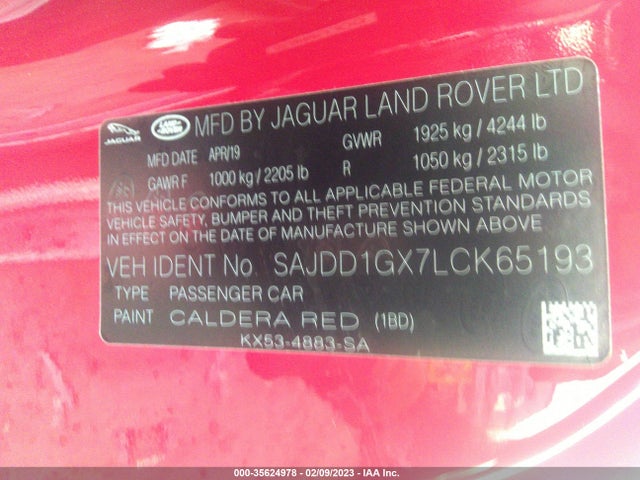 2020 Jaguar F-TYPE, VIN: SAJDD1GX7LCK65193