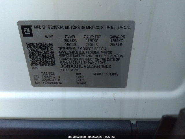 Chevrolet EQUINOX LS 2020 3GNAXHEV5LS644603 Image 9
