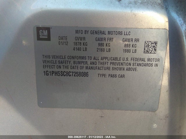 2012 CHEVROLET CRUZE LTZ VIN: 1G1PH5SC8C7258086