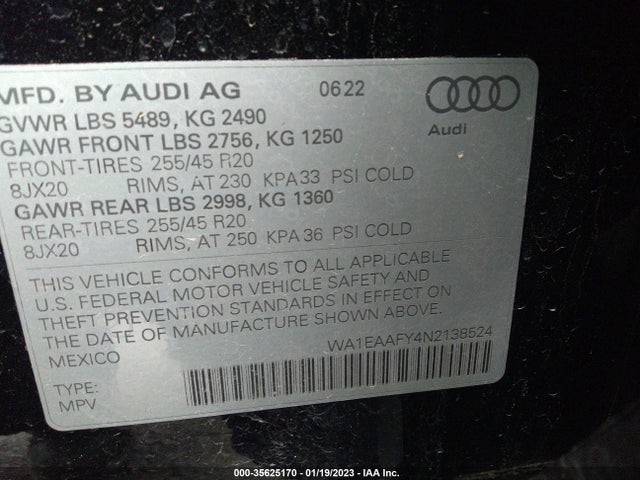 2022 AUDI Q5 WA1EAAFY4N2138524 Photo 8