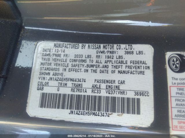 JN1AZ4EH5FM443474 Nissan 370Z