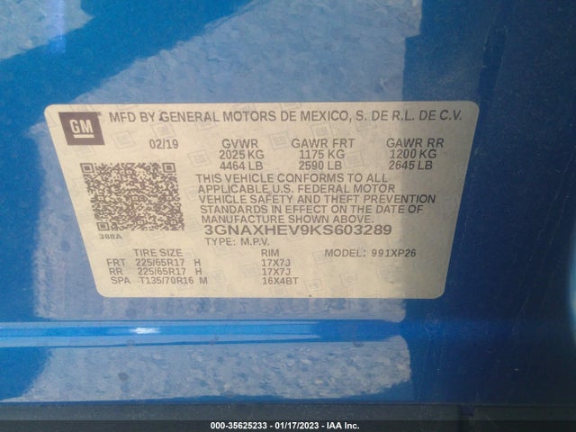 Chevrolet EQUINOX LS 2019 3GNAXHEV9KS603289 Image 9