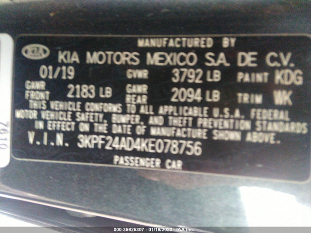 2019 Kia Forte, VIN: 3KPF24AD4KE078756