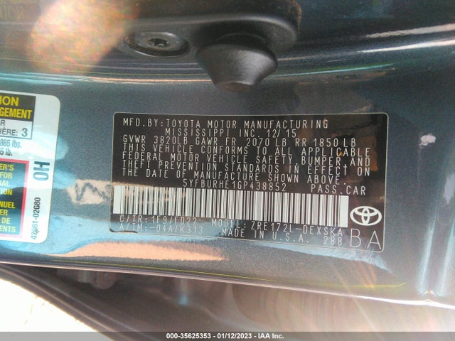 Toyota Corolla L/le/s/s Plus/le Plus 2016 5YFBURHE1GP438852 Image 9