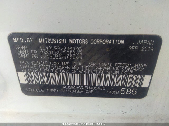 JA32W5FVXFU005438 Mitsubishi Lancer Evolution Mr