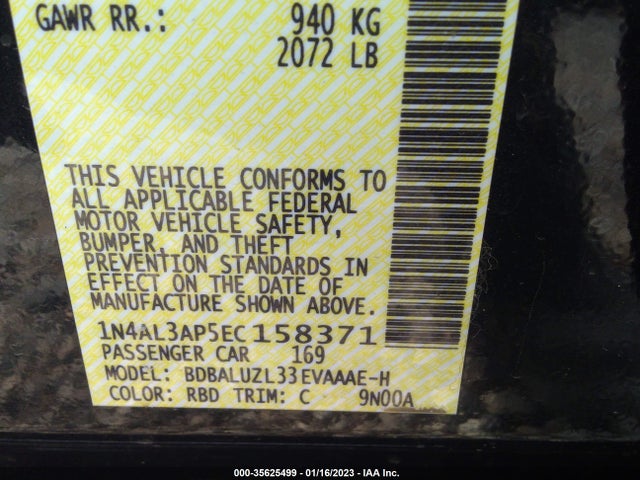 Nissan Altima 2.5 Sv 2014 1N4AL3AP5EC158371 Image 14